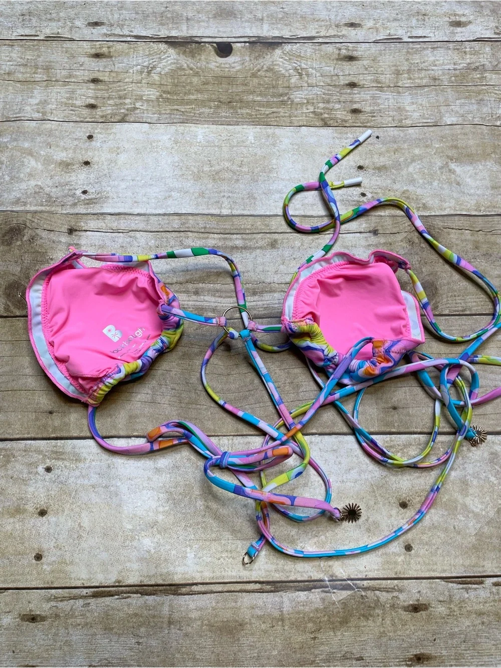 Blackbough Two Piece Ruffle Bikini Colorful String Ring Top